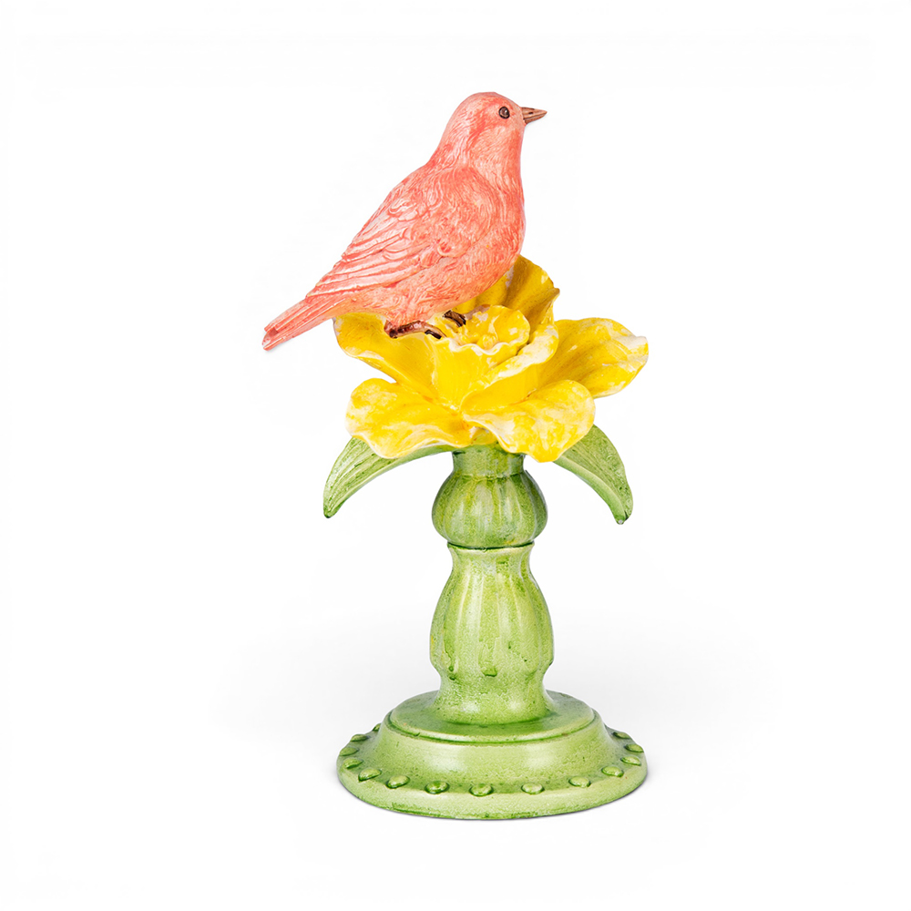 Resin Bird on Flower (H24.5cm) - Image 3