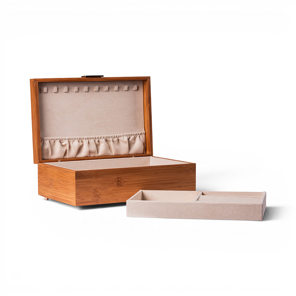 Deep Carbon Bamboo Fliptop Jewellery Box (H10.5cm) - Image 3