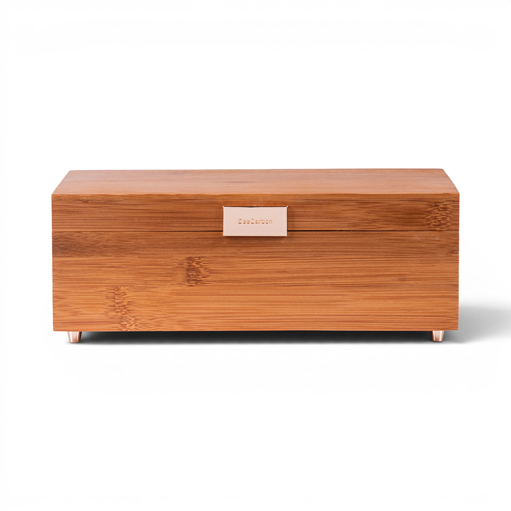 Deep Carbon Bamboo Fliptop Jewellery Box (H10.5cm) - Image 4