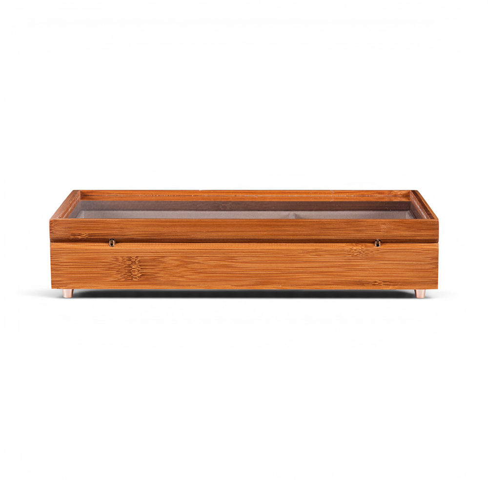Deep Carbon Bamboo Fliptop Jewellery Box (H6.5cm) - Image 5