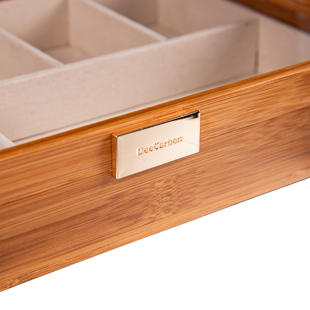 Deep Carbon Bamboo Fliptop Jewellery Box (H6.5cm) - Image 7
