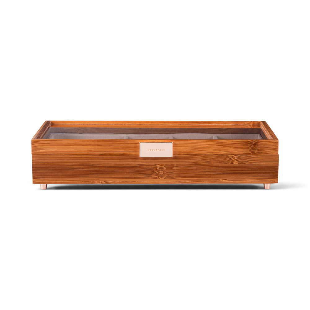 Deep Carbon Bamboo Fliptop Jewellery Box (H6.5cm) - Image 3
