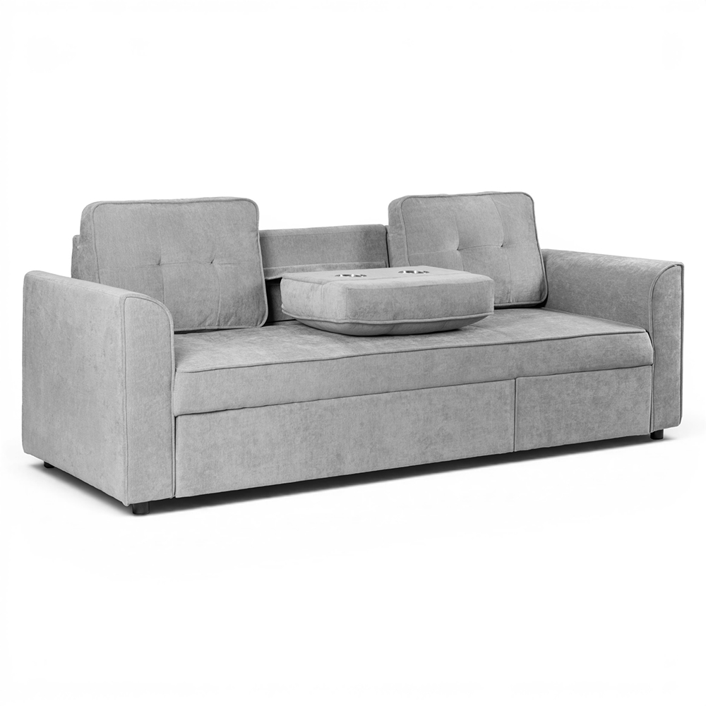 Spencer 3 Seater Pull Out Sofa Bed with Cup Holders - Image 4