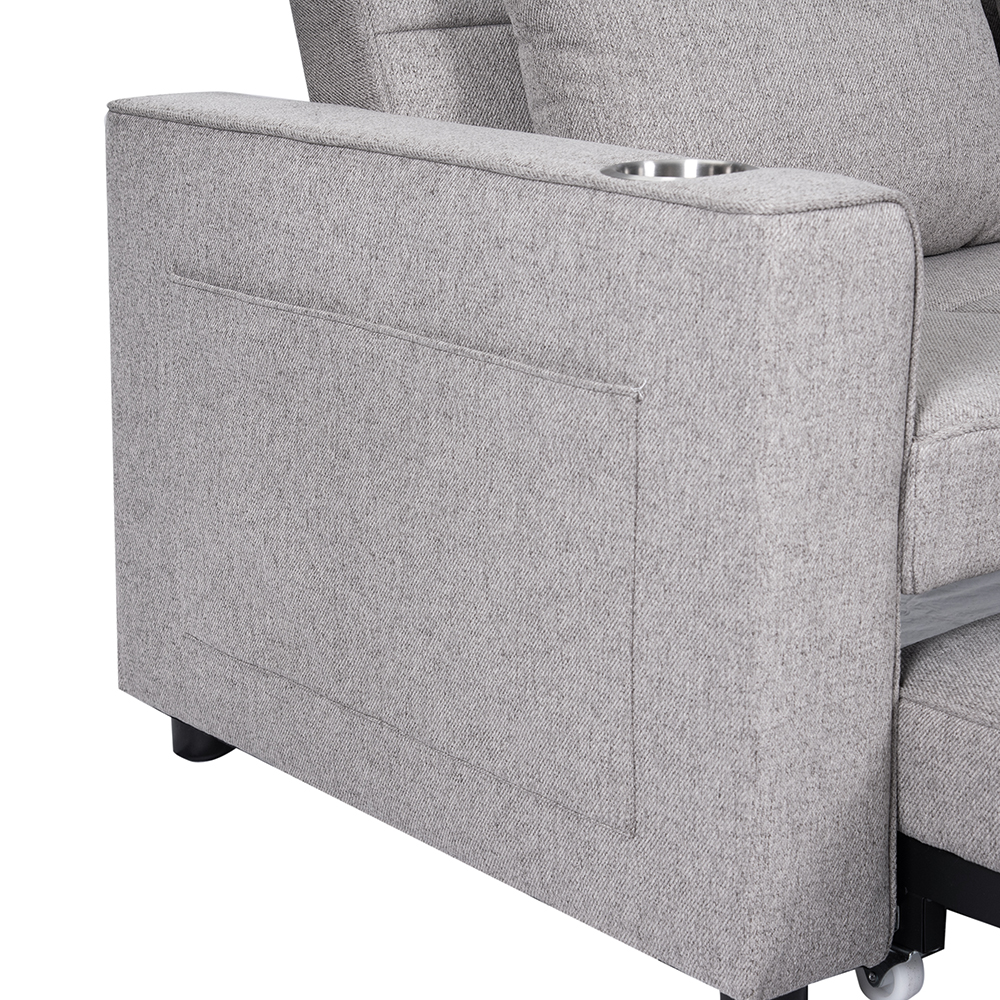 Eira 2 Seater Pull Out Sofa Bed with Cup Holders - Image 16
